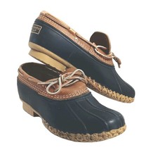 Vintage LL Bean Boots 9M Mens Low Rubber Leather Mocs Made in Maine USA