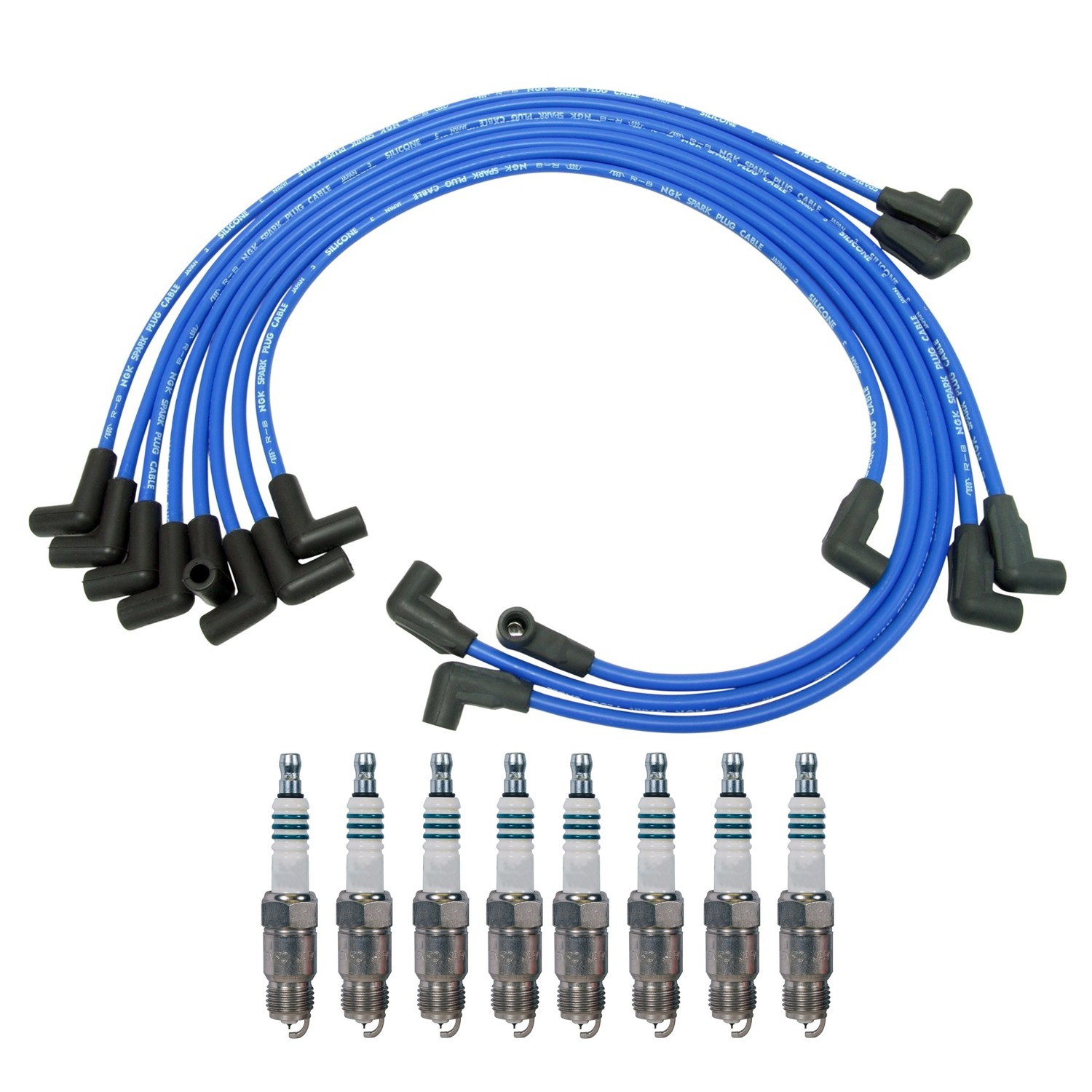 NGK 8mm Wire Set 8 Denso Iridium Spark Plug Kit For Hummer Jimmy K1500 R1500 V8