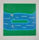 LEGO 309p02 Base Plate 6552 Rocky River Island 32x32 Green Blue Water 1990’s