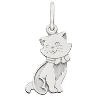 Kinder AnhäNger Katze Aus 925 Silber Rhodiniert Teilmattiert 12,8X6,7Mm