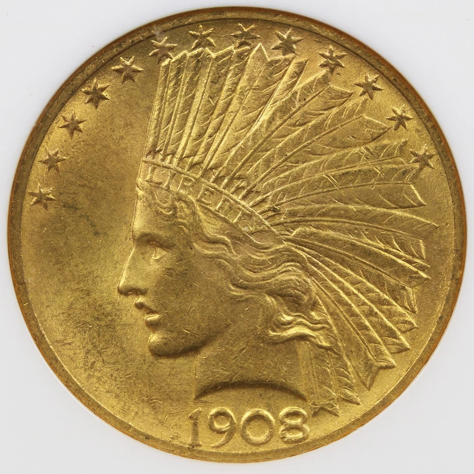 1908 $10 Gold Indian Eagle NGC CAC MS61 Motto - Image 3 of 4