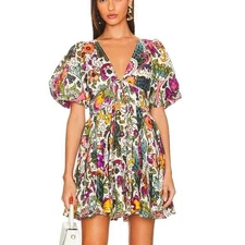 NEW RHODE MADELINE LINEN MINI DRESS IN LAMU GRANDE PRINT SIZE 12