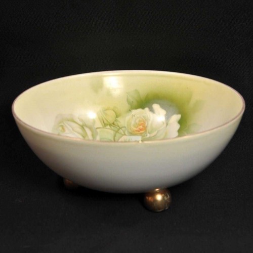 Royal Rudolstadt Beyer & Bock German Bowl 3 Footed Hand Painted Roses 1905-1929