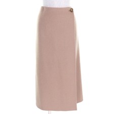 PRADA Wrap skirt Logo Button Long beige cashmere Women 40 P151V