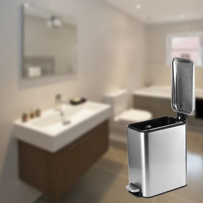 Stainless Steel Mute Pedal Rubbish Garbage Bin Trash Can Dustbin 5L For Home SET