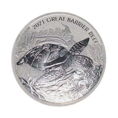 2021 Perth Mint 2 oz silver GREAT BARRIER REEF HAWKBILL SEA TURTLE