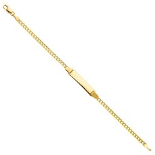 SOLID 14k Yellow Gold 060 Cuban WP Baby ID Bracelet 6" Womens 2.44g