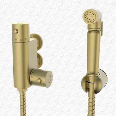 Gebürstetes Messing Gold Dusche Bidet Muslim Duschbrause Messing Thermostat Kit