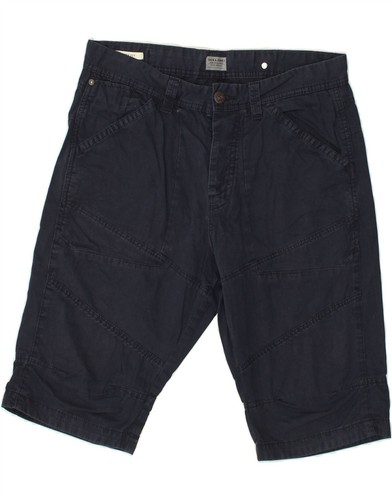 JACK & JONES Mens Loose Fit Chino Shorts Medium W32 Navy Blue Cotton BC12