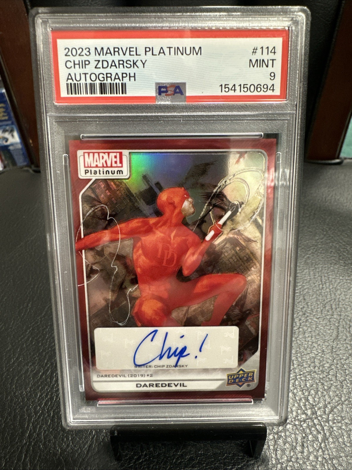 2023 Marvel Platinum Creator Auto Red Rainbow Daredevil/chip Zdarsky Psa 9 view 1