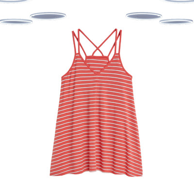 Ex Fat Face Women's Jersey Dress - Strappy Striped Hanky Hem Salmon Pink