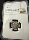 1911 Barber Dime NGC MS63, Sharp Details US Coin - True Auction at .99 Start!