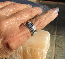 Vintage Milor Greek Key sterling silver 925 ring size 7 unisex wide band Italy