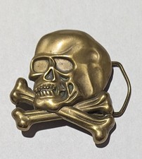Skull Crossbones Solid Brass Biker Motorcycle Punk 1970s Vintage Belt Buckle