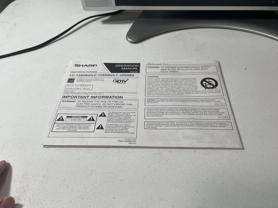 Sharp LC-15SH6U LCD TV SD Retro Games 480i 480p Tested Working 15" w/ REMOTE - Image 2 of 4