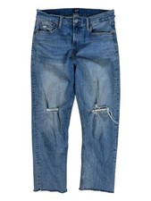 Gap 1969 Medium Wash Distressed High-Rise Cheeky Straight Denim Jeans Women's 30