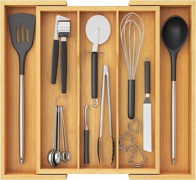Lifewit Utensil Organizer 12.6~22.4''W x 15'' D, Natural 