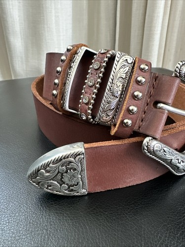 Nacoona Women’s Brown Leather Western Belt Size M - Picture 2 of 6