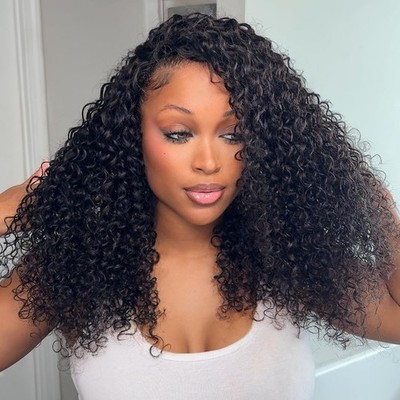 Kinky Curly Half Wig Human Hair 3 In 1 Seamless Flip Over Glueless WigHuman Hair