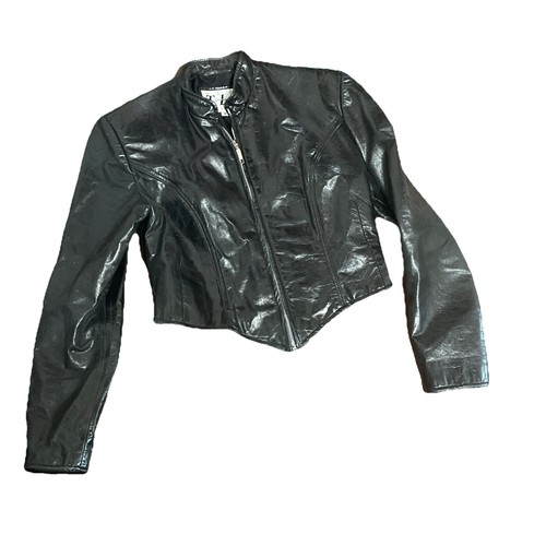 Vintage 80’s TLC Twins Leather Collection Black Bolero Moto Jacket Medium M USA - Picture 1 of 6