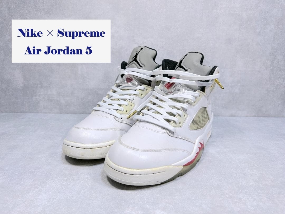 Supreme × Nike Air Jordan 5 824371-101 Nike x Supreme Air Jordan 5 Retro White 824371-101 - Men's US10 No