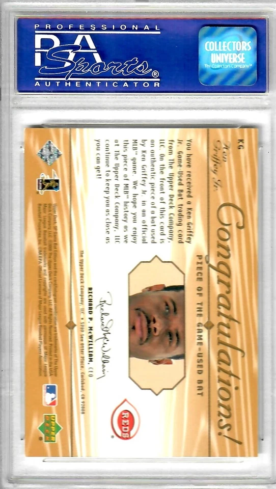 2001 SP Game Bat Ken Griffey Piece of the Game #KG PSA 8 MARINERS HOF - Image 2 of 2