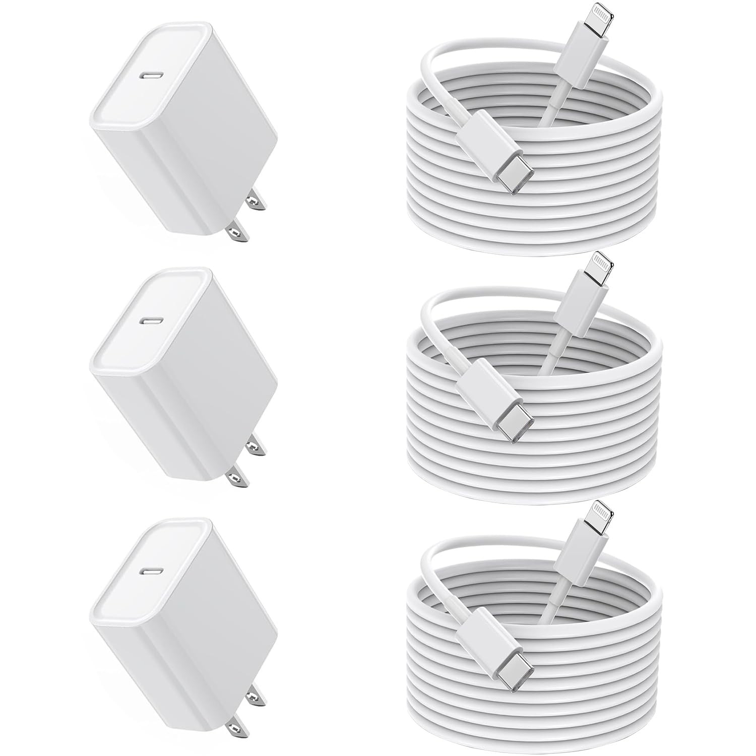 10FT iPhone Fast Charger 3Pack USB C Lightning Cable MFi Certified, iPhone 14...-image