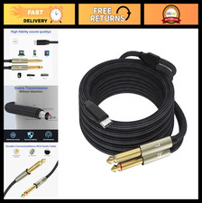 USB C to Dual 6.35mm Stereo Splitter Y Cable - 10FT Audio Cord for Laptop, Table