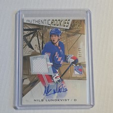 Upper Deck 2021-22 SP Game Used Nils Lundkvist #194 Gold Jersey Auto RC /99