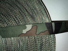 3 yards Olive green army can camouflage poly webbing double sided 1" wide