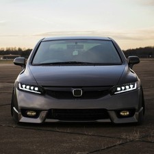 Led Projector Headlights Fit For Honda Civic Sedan 2006-2011 Front Lamp Drl Pair