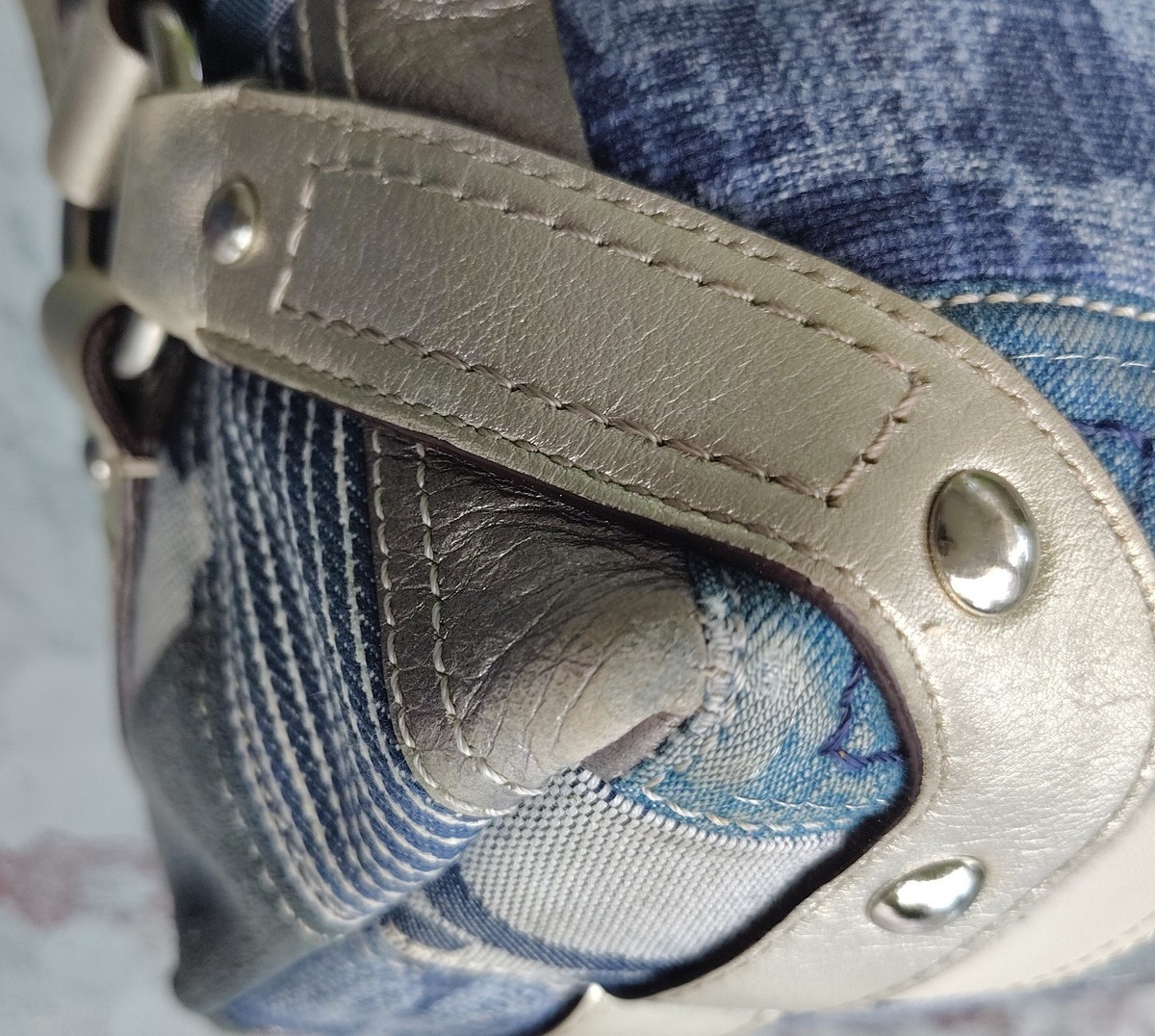 Coach Vintage MEDIUM F13720 Carly Denim Signature C/Leather/ Suede