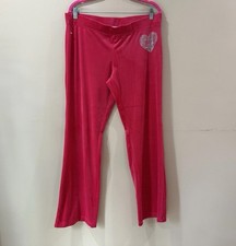 NEW Juicy Couture OG Big Bling Velour Track Pants Pink Rhinestone Y2K Women XL