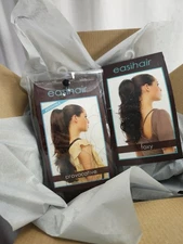 Clip-In Ponytails, 20" LONG, Two Pcs. Synthetic, Dark Brown, Curly & Wavy