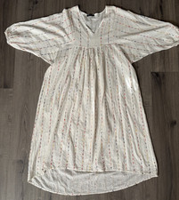 Abito estivo ricamato multicolore Kaftano~Made in Italy~ misto lino~bianco ~