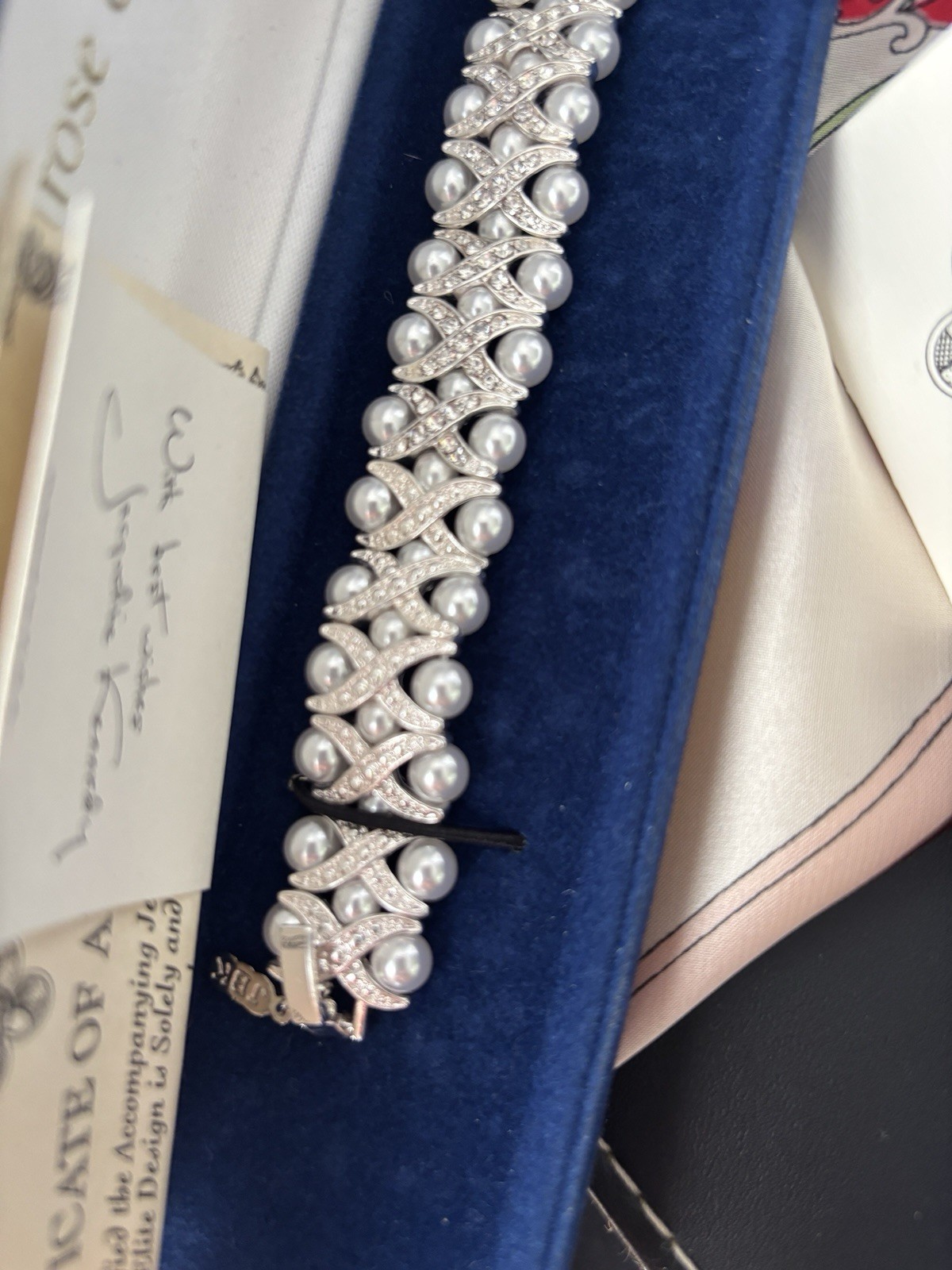 CAMROSE & KROSS JACQUELINE JBK PEARL CRYSTAL NECKLACE BRACELET EARRING SET,COA