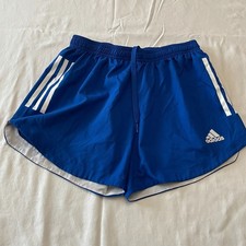 Adidas Girls Youth Athletic Training Shorts Blue w/White Stripes Sz Small 8-10