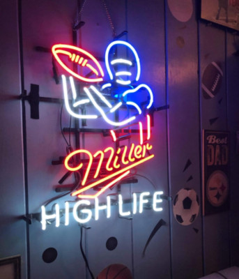 Miller High Life Football Beer Neon Light Sign Lamp Wall Decor Bar Glass 24''x20''