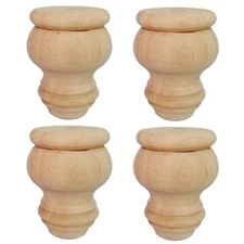 3" Tall Solid Wood Furniture Legs Unfinished Bun Feet For Cabinet Sofa Ottoman T