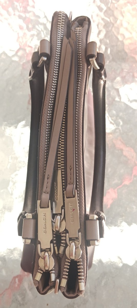 Coach 32503 Mini Oxblood & Gray Color Block Borough Triple