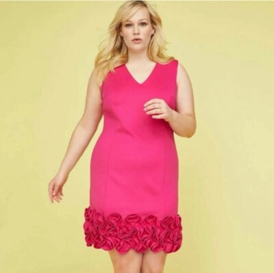 New Lane Bryant Pink Size 12  Ruffle Hemmed cocktail wedding party sheath dress