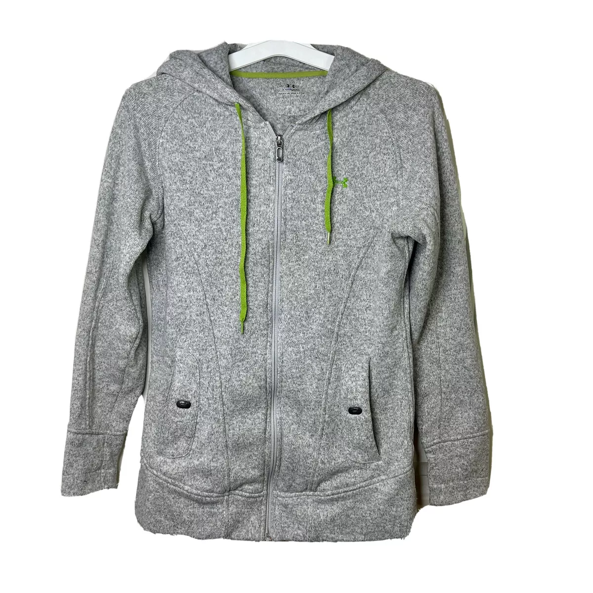 Under Armour Coldgear Women s Thick Fitted Hooded Jacket gray and green Size M