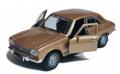 Modèle Voiture Métal Peugeot 504 Berline Gold 1968-1983 - Échelle 1/34-1/39 - Environ 11 Cm, Portes Ouvrantes