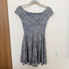 Windsor Floral Lace Blue Gray Dress