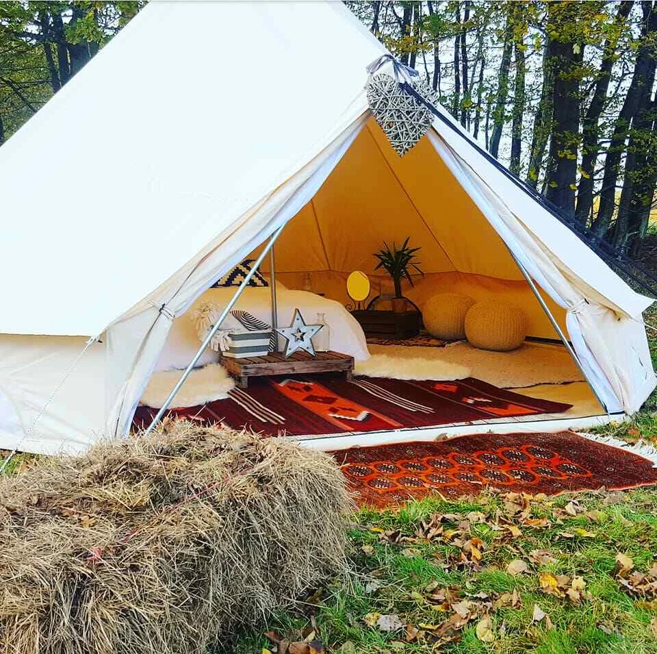 3M Waterproof Glamping Bell Tent Stove Jack Awning Rain Flying Canvas Yurts  Tent | eBay