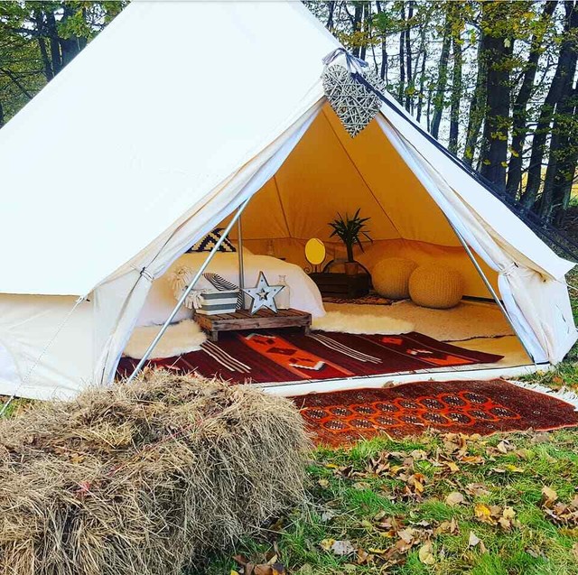 3M Waterproof Glamping Bell Tent Stove Jack Awning Rain Flying Canvas