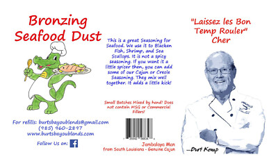 Bronzing Seafood Dust, Burt's Bayou Blends Southern Louisiana Seasonings