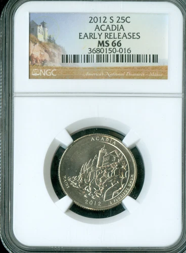 2012 S ACADIA PARKS QUARTER NGC MS66 E.R.  *