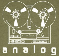 ANALOG Audio T-Shirt/-Military Green-Retro/Free Ship-Tascam/Reel/Tape