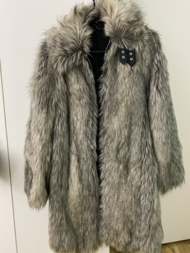 Helmut Lang Wolf Faux Fur Multi Grey Leather Trims